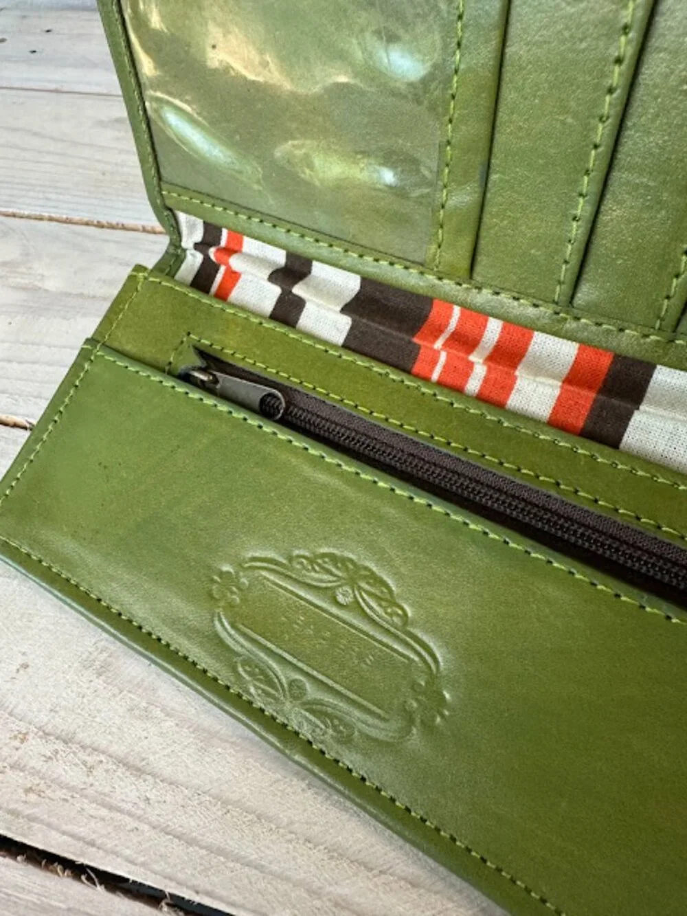 Leaders in Leather Green Tooled Wallet